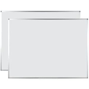 BoardsPlus Magnetisch whiteboard, 105 x 75 cm, met aluminium frame en pennenhouder, afwisbaar, herbeschrijfbaar, 2 stuks