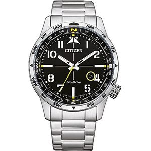 CITIZEN Heren analoog kwartshorloge met roestvrij stalen armband BM7550-87E, zwart, zwart, Eén maat, armband