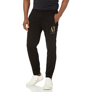 A|X ARMANI EXCHANGE Fleece joggingbroek met gouden pictogram voor heren, Zwart, XL