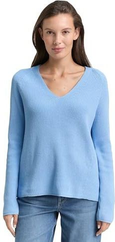 Tom Tailor - Regular Fit - Gebreide Pullover - V-hals - Lange Mouwen - Puur Katoen