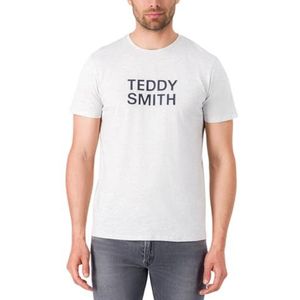 Teddy Smith Ticlass Basic MC T-shirt voor heren, Wit Melange/Navy, XL