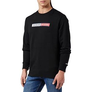 Tommy Jeans TJM Reg Essential Graphic Crew Sweatshirts voor heren, Zwart, XXL Plus Tall