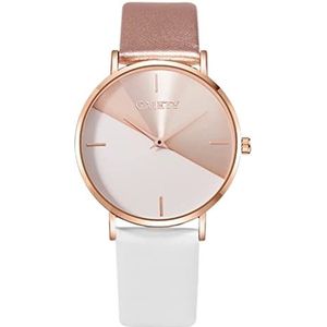 Basfur Dress Watch Fe-Horloge-012-01, Wit en roségoud, Modern