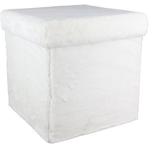 Pouf Pliable Imitation Fourrure Blanc