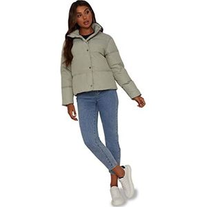 Chi Chi London Vrouwen bijgesneden gewatteerde puffer jas in groen, 14, Groen, 40