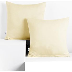 DecoKing Amber-kussenslopen 80 x 80 cm, jerseykatoen, rits, beige, 2 stuks