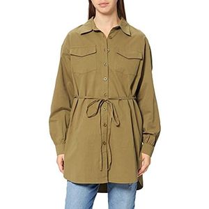 NA-KD Oversized dameshemd met riem, groen, 36