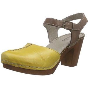 Manitu 920218 dames gesloten sandalen met blokhak, geel, 40 EU