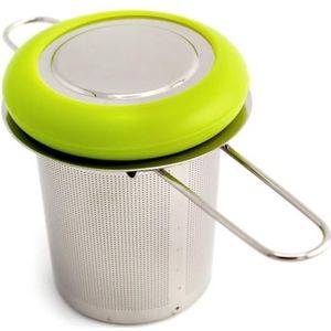 Gaucho Cebar Theezeef voor losse thee, roestvrij staal 304, met inklapbare handgreep en deksel, herbruikbare theezeef, fijnmazige thee-infuser