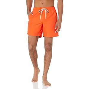 Amazon Essentials Men's Sneldrogende zwembroek met binnenbeenlengte van 18 cm, Oranje, L