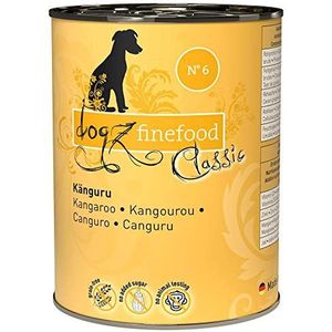 dogz finefood Hondenvoer nat - N° 6 kangoeroe, fijnvoedsel nat voer voor honden en puppy's - graanvrij en suikervrij - hoog vleesgehalte, 6 x 400 g blik