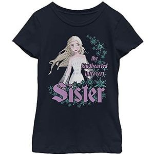 Disney Frozen 2 Kindhearted Sister Girl's Solid Crew Tee, Navy Blue, XS, Navy, XS
