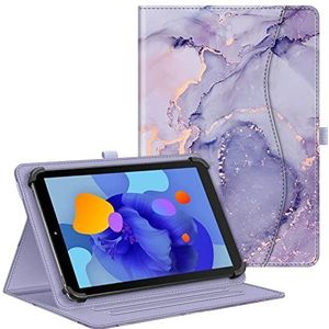 FINTIE Universele hoes voor 10,1 inch tablet, meerhoekig, foliohoes met zak, elastische clip voor alle tablets van 9-10 inch, compatibel met Samsung/Lenovo/Huawei/TECLAST/Fusion 5, lila marmer