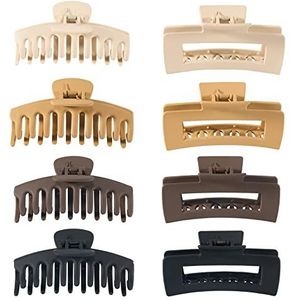 Set van 8 grote haarclips, antislip haarklemmen, klauwtype haarspelden voor dik en fijn haar, kapselaccessoires voor vrouwen, 2 stijlen