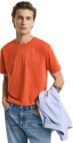 GANT - T-shirt - Oranje - Effen - Kwartmouw