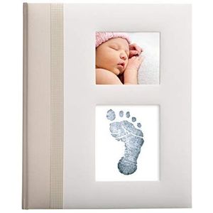 Pearhead Baby Memory Book met meegeleverde Clean-Touch Baby Safe Ink Pad om Baby's Hand of Voetafdruk te creëren, Nieuw Mama Gift, Record Milestone Journal, Ivoor