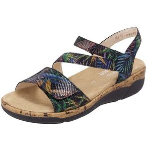 Remonte - Sleehaksandaaltjes - Zwart Multicolor - Klittenbandsluiting - Zachte Binnenzool