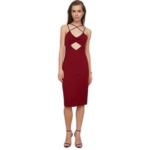 Trendyol Midi Bodycon Regular Jurk voor dames, Bordeaux, 68