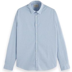 Scotch & Soda Seasonal Essentials Poplin geruit overhemd voor heren, Blauwe ruit 6096, XL