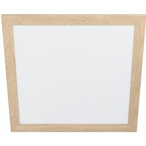 EGLO Plafondlamp Piglionasso met houten deco frame, LED-paneel van hout in lichtbruin, lamp plafond voor keuken, kantoor of hal, neutraal wit, L x B 64,5 cm