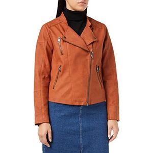 ONLY Carmakoma Caravana Faux Leather Biker OTW kunstleren jas voor dames, Leather Brown, 44