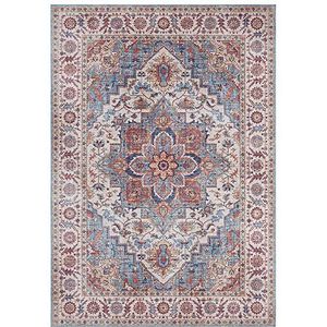Nouristan Oosters vintage tapijt Anthea cyaanblauw, 80x200 cm