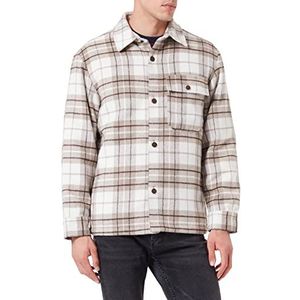 TOM TAILOR Denim Uomini Overshirt jas met ruitpatroon 1032438, 28391 - Off White Beige Big Cosy Check, XL