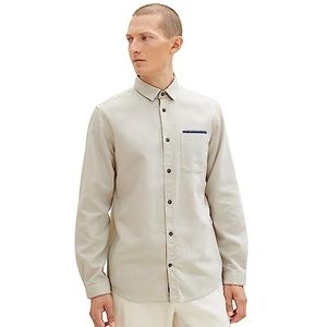 TOM TAILOR Heren Regular Fit Dobby overhemd met borstzak, 32300 - Off White Diamond Structuur, XL