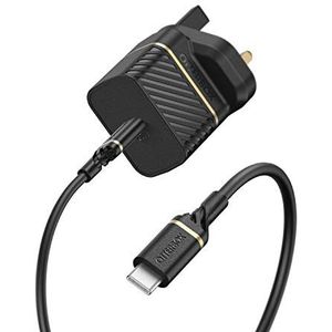 OtterBox USB-C PD UK Wandoplader 20W en versterkte kabelconnector USB-C naar USB-C Cable, snellaadbundel voor smartphone en tablet, getest op vallen, robuust, ultraduurzaam, Zwart