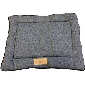 Ellie-Bo omkeerbare tweed en grijs imitatiebont mat bed voor kleine 24 inch hond puppy kooien en kratten