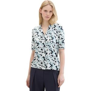 T-shirt Blouse - Bloemenpatroon - Polyester-Viscosemix