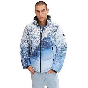 TOM TAILOR Uomini Puffer jas met opstaande kraag 1032482, 30517 - Blue White Mount Design, S