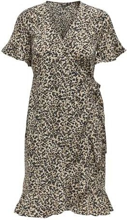 ONLY Dames Onlolivia S/S Wrap Dress WVN Noos Jurk, grijs, 32
