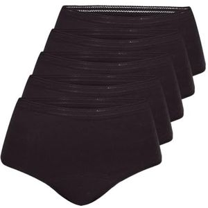 Athena Regels, set van 5 slipjes, menstruatieslips voor dames, Zwart, M