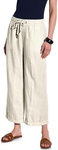 Street One Dames Linnen broek in Beige, in size: 34