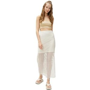 Koton Midi-rok voor dames met mesh-splitten, ecru(010), XS