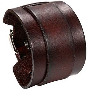 JewelryWe Leren herenarmband, brede leren armband van echt leer, verstelbare 6,5-8,5 inch, punk bikerrok, zwart/bruin, 17 cm, Leer, zonder steen