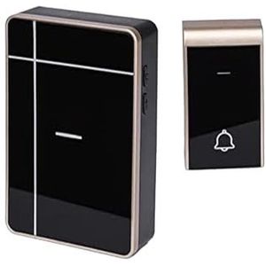 Draadloze deurbel in elegant zwart en goud, ideaal voor elk huis. Eenvoudige installatie en veelzijdigheid geven je entree een moderne touch.