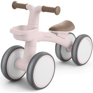 KikkaBoo Fiets zonder pedalen, loophulp voor baby's van 1 tot 3 jaar, balansfiets met mand, verstelbaar, speelgoed voor kinderen, babycadeau, roze