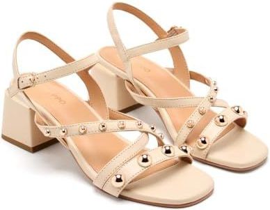 Sandalen - Zwart - Leer - Gevoerde Zool - Studdecoratie