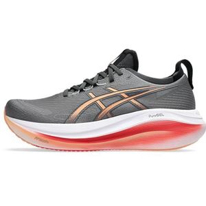 ASICS Gel-Nimbus 27 Hardloopschoenen voor heren, Koolstof/Mojave, 43 EU