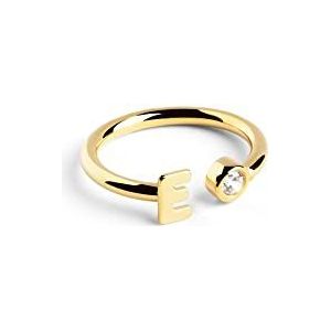 SINGULARU - Gepersonaliseerde letter-diamanten ring van goud - verstelbare ring - 925 sterling zilver met 18 karaat verguld - eenheidsmaat - sieraden voor dames - gemaakt in Spanje, Ajustable,