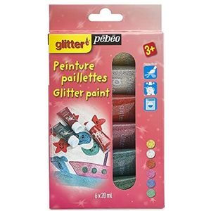 Pébéo Starterset glitterkleuren 6 buizen 20 ml gesorteerd