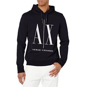 Armani Exchange Heren hoodie, Maxi Print Logo On Front Sweatshirt, navy, L
