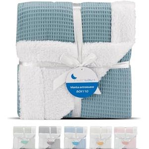 Babydeken in wafel piqué petrolblauw