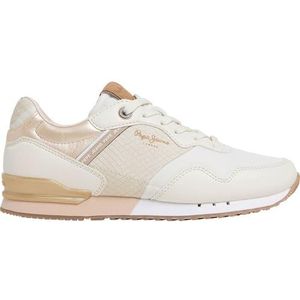 Pepe Jeans - PLS40024 Londen Slang - Sportschoenen - Beige - Synthetisch - Vetersluiting