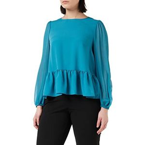 French Connection Dames crêpe licht Georgett Peplum Top Blouse, mozaïek blauw, S, Mozaïek Blauw, S