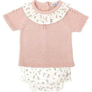 BABIDU Set voor meisjes met opengewerkte gebreide split en T-shirt met korte mouwen, uniseks, baby, Roze, 24 Maanden