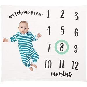Little Pear Milestone Markeerdeken, voor baby's, geslachtsneutraal, voor baby's en meisjes, 91,44 cm x 106,68 cm, zwart en wit