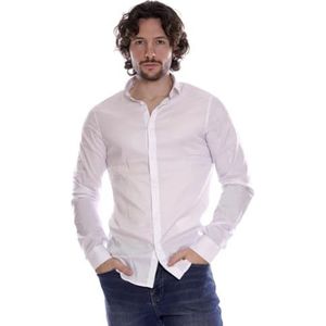 Armani Exchange Lyocell Button Down Slim Fit Herenshirt met lange mouwen, ultra stretch, wit, L